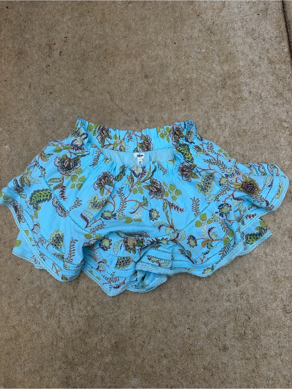 aerie Turquoise Floral Elastic-Waist Skort